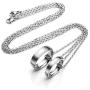 Jovivi Personalized Custom Couples Necklace Engraved Name Love Heart His & Hers Matching Rings Set for Men Women Stainless Steel Pendant Necklaces Valentines Day Gifts