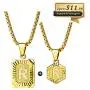 Sodio 24K Gold Initial Necklaces for Men 2 pcs Set - Gold Coin Necklace with Initial from A to Z- Men and Women Pendant Initial Necklaces Jewelry