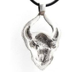 Trilogy Jewelry Pewter Horned Demon Head with Inverted Pentagram Pendant on Leather Necklace