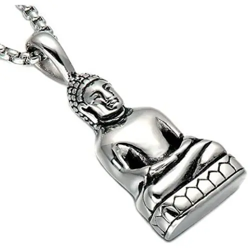 SINLEO Mens Stainless Steel Meditation Tibetan Buddha Pendant Necklace Amitabha Amulet Religious Jewelry SINLEO Mens Stainless Steel Meditation Tibetan Buddha Pendant Necklace Amitabha Amulet Religious Jewelry
