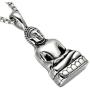 SINLEO Mens Stainless Steel Meditation Tibetan Buddha Pendant Necklace Amitabha Amulet Religious Jewelry