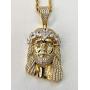 Shop-iGold Custom Face of Christ Men Women 925 Italy Gold Finish Iced Silver Charm Pendant Stainless Steel Real 3 mm Rope Chain, Mans Jewelry, Iced Pendant, Rope Necklace 16''- 24''