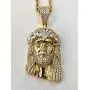 Shop-iGold Custom Face of Christ Men Women 925 Italy Gold Finish Iced Silver Charm Pendant Stainless Steel Real 3 mm Rope Chain, Mans Jewelry, Iced Pendant, Rope Necklace 16''- 24''