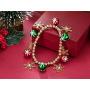 OFGOT7 Bling Christmas White Snowflake Charm Beaded Bracelet Stretch Strand Elastic Glass Dangle Beads Bell Rings for Women Girls