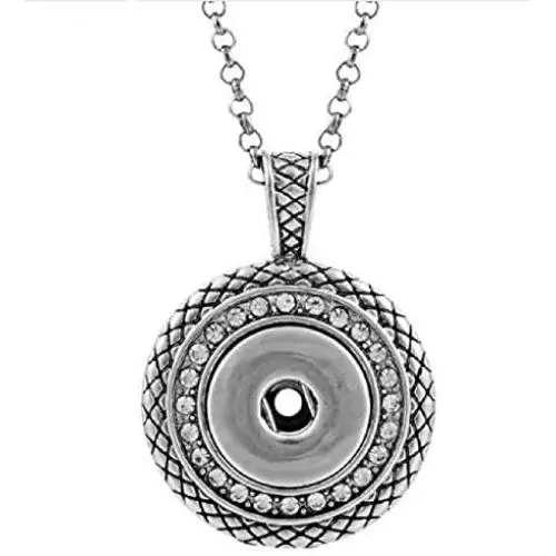My Prime Gifts Snap Jewelry Clear Rhinestone Designer Halo & Stainless Steel Necklace Length 20-22'' Holds 18-20mm Standard Snaps My Prime Gifts Snap Jewelry Clear Rhinestone Designer Halo & Stainless Steel Necklace Length 20-22'' Holds 18-20mm Standard Snaps