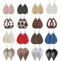 Wremily 16 Pairs Leather Earrings for Women Teardrop Leaf Leopard Print Drop Earrings Lightweight Dangle Earrings Set