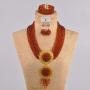 acuzv 6 Rows African Necklaces for Women Nigerian Beads Jewelry Set Wedding Bridal Party Jewelry Sets