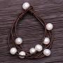Cultured Freshwater Pearl Wrap Bracelet on Multi Strands Leather Beaded Jewelry for Women by Aobei