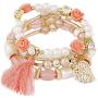 5 PACK Multilayer Bohemian Beaded Bangle Bracelet Crystal Charm Stretch Beach Stack-able Multi-color Boho Bracelets Jewelry Set