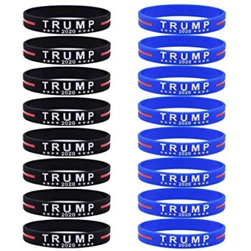 16 Pack Trump 2020 Bracelets Silicone Wristbands Inspirational Motivational Bangle