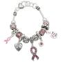 Lola Bella Gifts Crystal '' Keep the Faith'' Pink Ribbon Breast Cancer Awareness Charm Bracelet with Gift Box