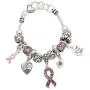 Lola Bella Gifts Crystal '' Keep the Faith'' Pink Ribbon Breast Cancer Awareness Charm Bracelet with Gift Box Lola Bella Gifts Crystal '' Keep the Faith'' Pink Ribbon Breast Cancer Awareness Charm Bracelet with Gift Box