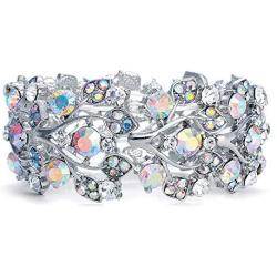 Mariell Aurora Borealis Crystal Stretch Bracelet - One Size Fits Most for Prom, Bridesmaids, and Weddings