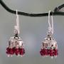 NOVICA Garnet .925 Sterling Silver Chandelier Jhumki Style Dangle Hook Earrings Traditional Grace