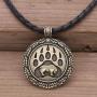 Polar Bear Necklaces Animals Pawprint Big Round Disc Pendant Bear Claw Footprint Butterfly Moth Insect Neclaces for Men Women Hunter Brave Jewelry