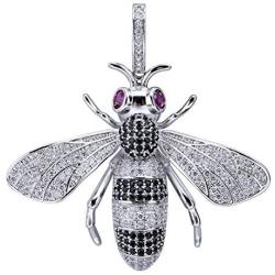 Iced Out Full Cubic Zircon Animal Bee Pendant Necklace Gold Silver Color Charm Hip Hop Jewelry Gifts for Men Women