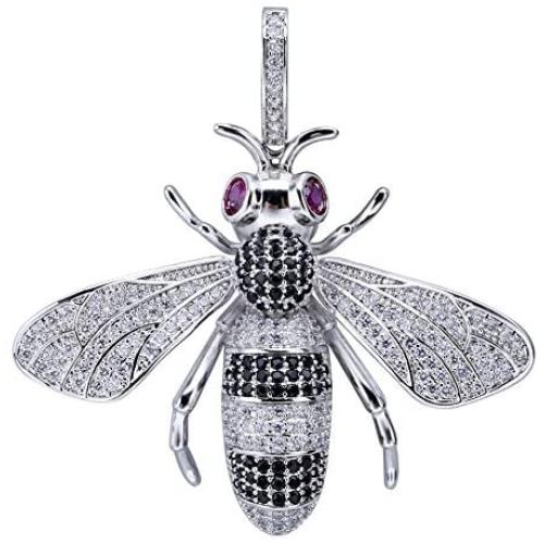 Iced Out Full Cubic Zircon Animal Bee Pendant Necklace Gold Silver Color Charm Hip Hop Jewelry Gifts for Men Women