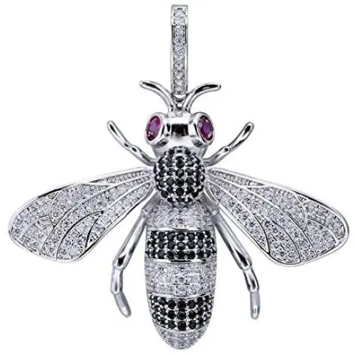 Iced Out Full Cubic Zircon Animal Bee Pendant Necklace Gold Silver Color Charm Hip Hop Jewelry Gifts for Men Women