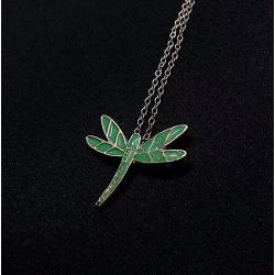 DMOMSA gem Green Exquisite Dragonfly Pendant Necklace Jewelry Gift Suitable for Birthday Party Anniversary Valentines Day