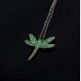 DMOMSA gem Green Exquisite Dragonfly Pendant Necklace Jewelry Gift Suitable for Birthday Party Anniversary Valentines Day