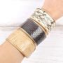 RIAH FASHION Bohemian Multi Layer Cuff Bracelet - Gypsy Statement Infinity Stackable Wrist Bangle Set Metallic Leopard Animal, Genuine Leather, Turquoise