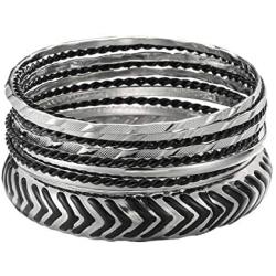 ENSOUL Mixed Multi Metal African Indian Bangles Bracelets Set Jewelry for Women