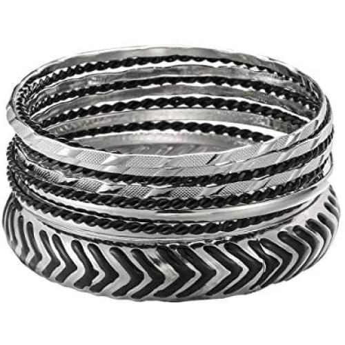 ENSOUL Mixed Multi Metal African Indian Bangles Bracelets Set Jewelry for Women