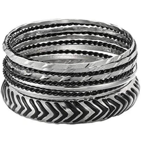 ENSOUL Mixed Multi Metal African Indian Bangles Bracelets Set Jewelry for Women