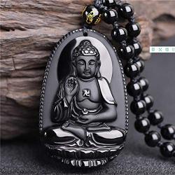 Natural Obsidian Necklace Healing Crystal Gemstone Pendant Hand Carved Stone Amulet Charm Jewelry