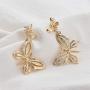 Fashion Alloy Double Butterfly Earrings Jewelry Boho Retro Ethnic Golden Exaggerated Size Butterfly Ear Hook Studs Women 2pcs
