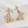 Fashion Alloy Double Butterfly Earrings Jewelry Boho Retro Ethnic Golden Exaggerated Size Butterfly Ear Hook Studs Women 2pcs