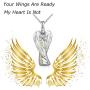 Angel Lady Urn Cremation Necklace Sterling Silver Guardian Angel Wings Urn Pendant for Ashes Keepsake Memorial Jewelry