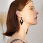 BriLove Womens Bohemian Boho Crystal Hollow Leaf Chandelier Dangle Earrings