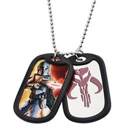 Star Wars Jewelry Boba Fett Stainless Steel Double Dog Tag Mens Pendant Necklace, 22''