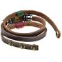 Multilayer Leather Personality Hematite Lucky Lotus Flower Snap Button Wrap Bracelet