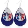 7-12 Pairs American Flag Leather tear drop Earrings for Women Faux Teardrop Earrings Patriotic USA Statement Lightweight Earrings Set for Girl Dangle Lightweight Earrings as Jewelry Gift