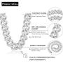 Halukakah Cuban Link Chain for Men Iced Out,14MM Mens Gold Chain Miami 18k Real Gold Plated/Platinum White Gold Finish Choker Necklace Bracelet,Full Cz Diamond Cut Prong Set