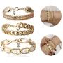 3Pcs Gold Plated Chain Bracelet Pearl Bracelet Set for Women Teen Girls