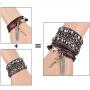 Y-blue Multilayer Bracelet Fashion Punk Leather Woven Braided Cross Bangle Wrist Cuff Wristband…
