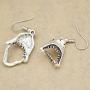 RechicGu Shark Hinged Moveable Tooth Jaws Skull Hell Demon Mouth Dangle Earrings Fancy Dress