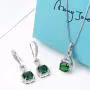 AMYJANE Crystal Jewelry Set for Women - Sterling Silver Square Cubic Zirconia CZ Bridal Pendant Necklace Earrings Set for Wedding Bride Bridesmaids Birthstone Fashion Jewelry Set