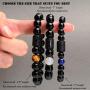 VLINRAS Zodiac Bracelet for Men Women, 8mm 10mm Natural Black Onyx Stone Star Sign Constellation Horoscope Bracelet Gifts