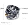 Vintage Stainless Steel Gothic Skull Smoking Bullet Biker Cocktail Party Ring for Men