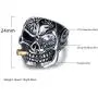 Vintage Stainless Steel Gothic Skull Smoking Bullet Biker Cocktail Party Ring for Men