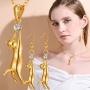 U7 Cute Cat Necklace Rhinestone with Chain Platinum/18K Gold Plated Girls Charm Smooth Collarbone Necklace