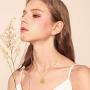 YBMYCM Birth Month Flower Pendant Necklaces 18K Real Gold Plated Dainty Simple Floral Disc Pendant Minimalist Personalized Everyday Jewelry for Mom Daughter Gift for Her