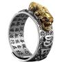 JAJAFOOK 990 Silver Stereoscopic FENG Shui PIXIU MANI Amulet Lucky Wealth Buddhist Jewelry Adjustable Ring