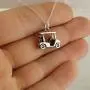 Sterling Silver 3D Golf Cart Charm Necklace, 18'' Cable Chain