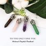 Natural Healing Crystals Point Pendant Necklace Reiki Hexagonal Pointed Stone, Leaf Wrap Gemstone Quartz Jewelry for Women with 18 in Stainless Steel Chain Strap Gift Box - Tigereye Stone