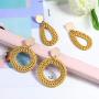 Hanpabum 9 Pairs Statement Rattan Earrings for Women Dangle Drop Earrings Resin Bohemian Hoop Fashion Jewelry Set Girls